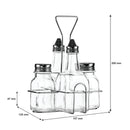 REGENT GLASS CONDIMENT 4 PIECES IN A CHROME CADDY, 200ML/70ML (200X157X125MM)