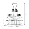 REGENT GLASS CONDIMENT 4 PIECES IN A CHROME CADDY, 200ML/70ML (200X157X125MM)