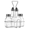 REGENT GLASS CONDIMENTS IN A CHROME CADDY 5PCS SET, 200ML l 70ML