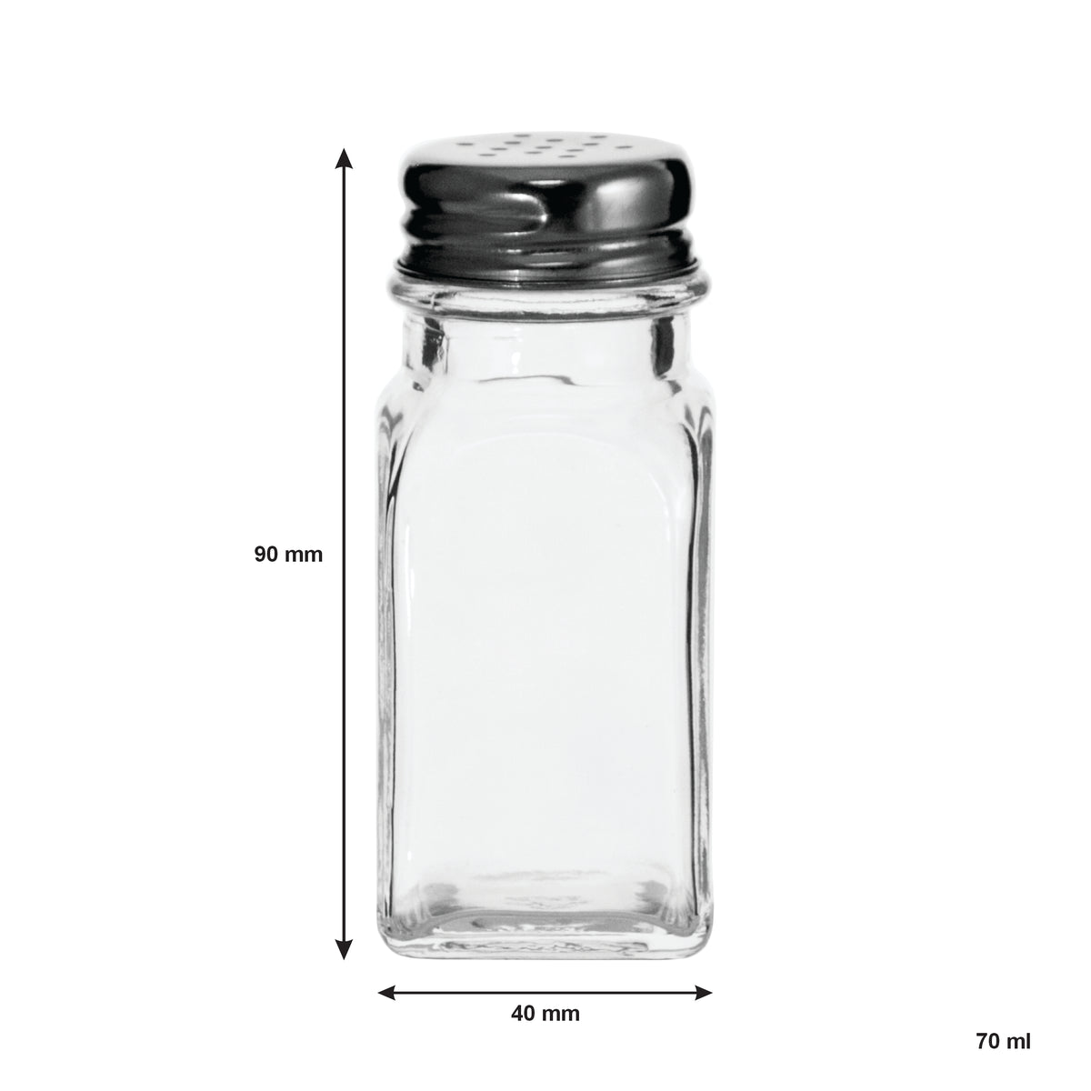 REGENT GLASS CONDIMENTS IN A CHROME CADDY 5PCS SET, 200ML l 70ML