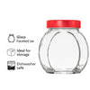 REGENT GLASS FACETED JAR WITH RED LID, 380ML