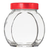 REGENT GLASS FACETED JAR WITH RED LID, 380ML