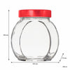 REGENT GLASS FACETED JAR WITH RED LID, 380ML