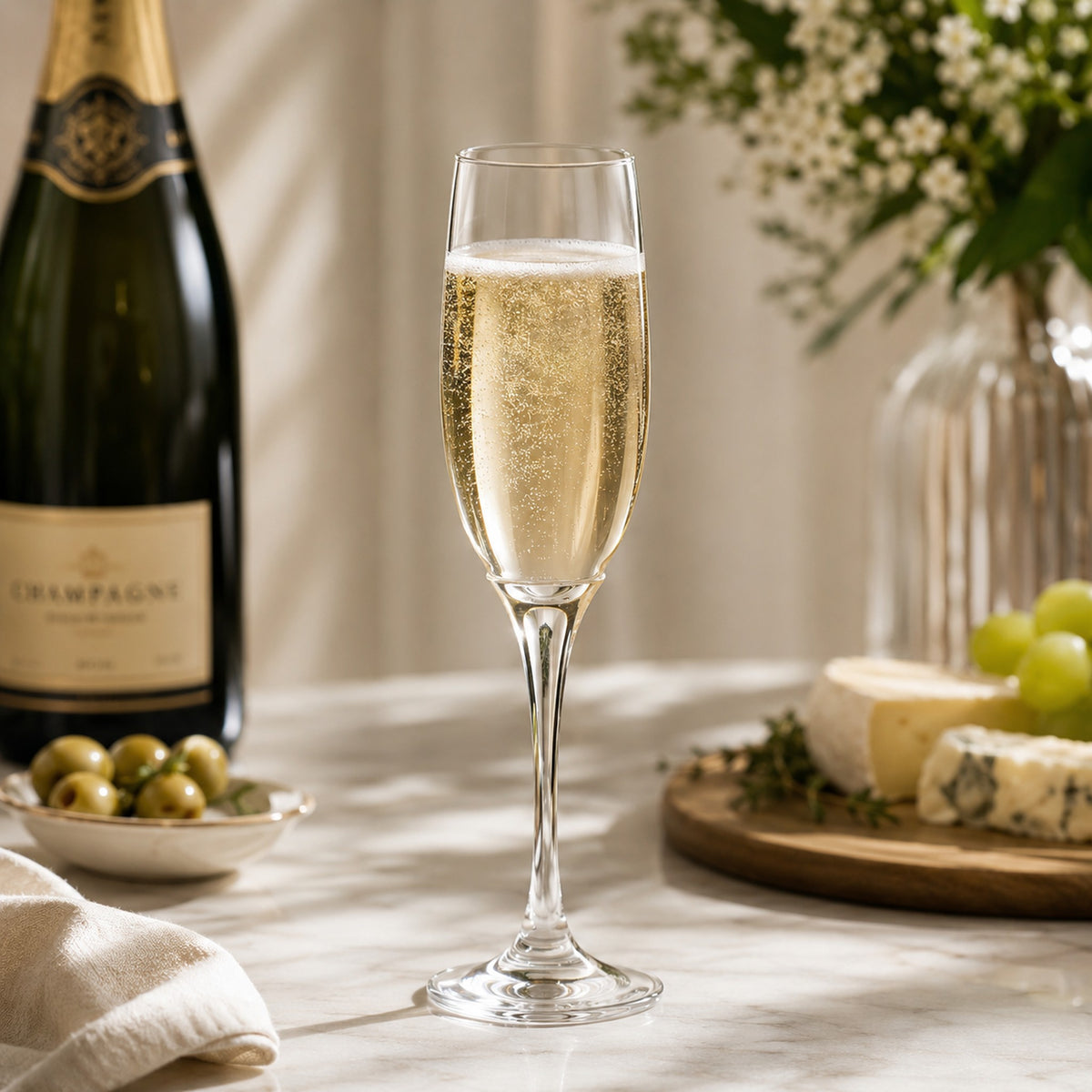 REGENT SUPERIOR STEMMED FLUTE CHAMPAGNE GLASS, 190ML