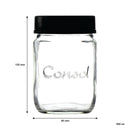CONSOL JAR WITH NEW ASSORTED COLOURED LIDS, 500ML (120X90MM DIA)