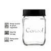 CONSOL JAR WITH NEW ASSORTED COLOURED LIDS, 500ML