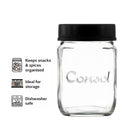 CONSOL JAR WITH NEW ASSORTED COLOURED LIDS, 500ML