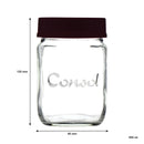 CONSOL JAR WITH NEW ASSORTED COLOURED LIDS, 500ML (120X90MM DIA)