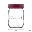CONSOL JAR WITH NEW ASSORTED COLOURED LIDS, 1LT (167X102MM DIA)