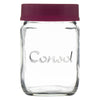 CONSOL JAR WITH NEW ASSORTED COLOURED LID, 250ML (105X69MM DIA)