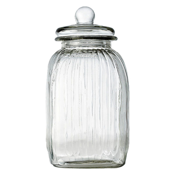 REGENT SQUARE GLASS RIBBED JAR WITH GLASS LID, 4.8LT (325X160X160MM)