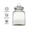 REGENT SQUARE GLASS RIBBED JAR WITH GLASS LID, 3.65L