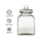 REGENT SQUARE GLASS RIBBED JAR WITH GLASS LID, 3.65L
