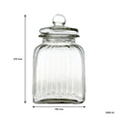 REGENT GLASS SQUARE RIBBED JAR WITH GLASS LID, 3.65LT (270X160X160MM)