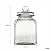 REGENT SQUARE GLASS RIBBED JAR WITH GLASS LID, 3.65L