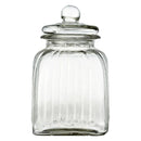 REGENT SQUARE GLASS RIBBED JAR WITH GLASS LID, 3.65L