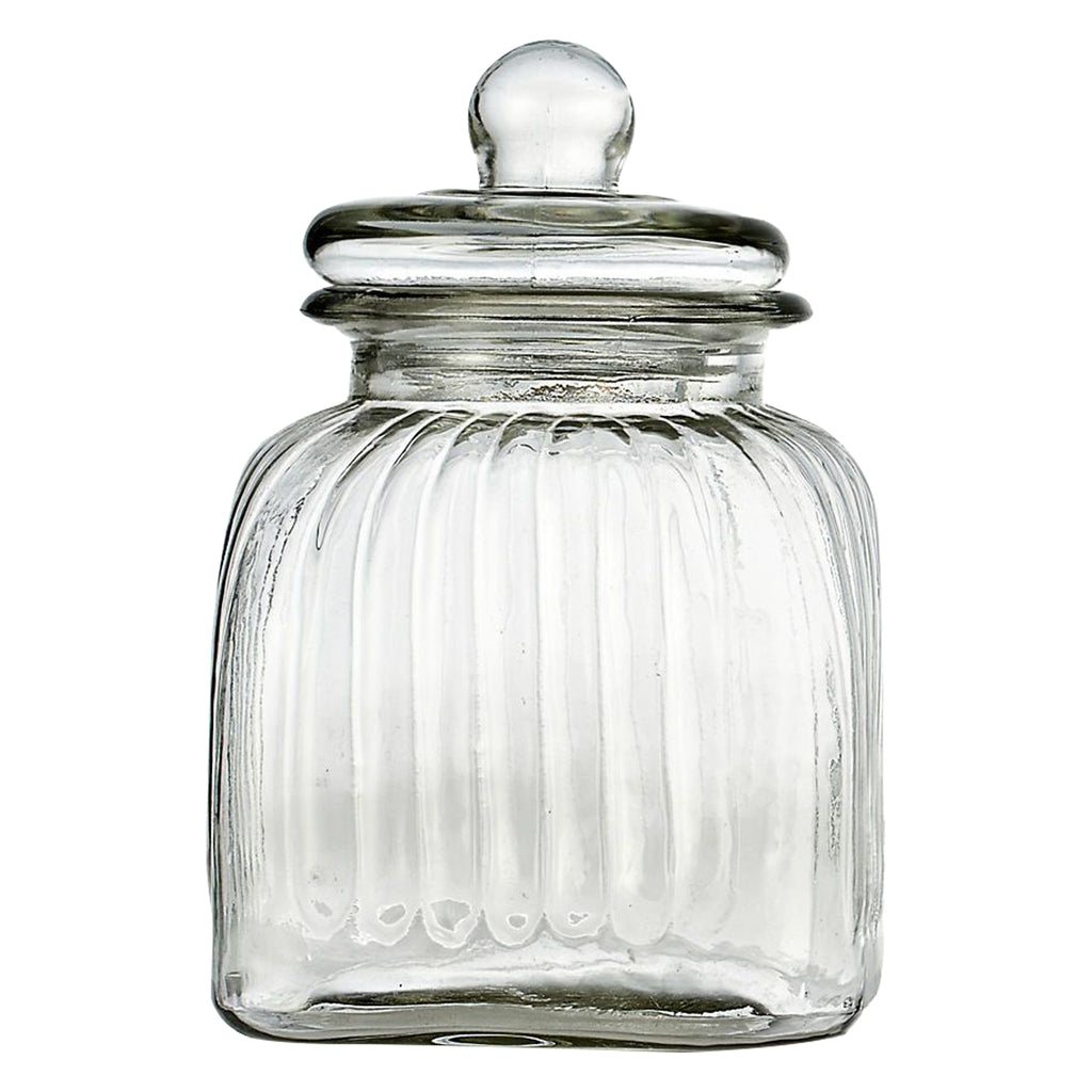 REGENT SQUARE GLASS RIBBED JAR WITH GLASS LID, 2.25LT (210X160X160MM)