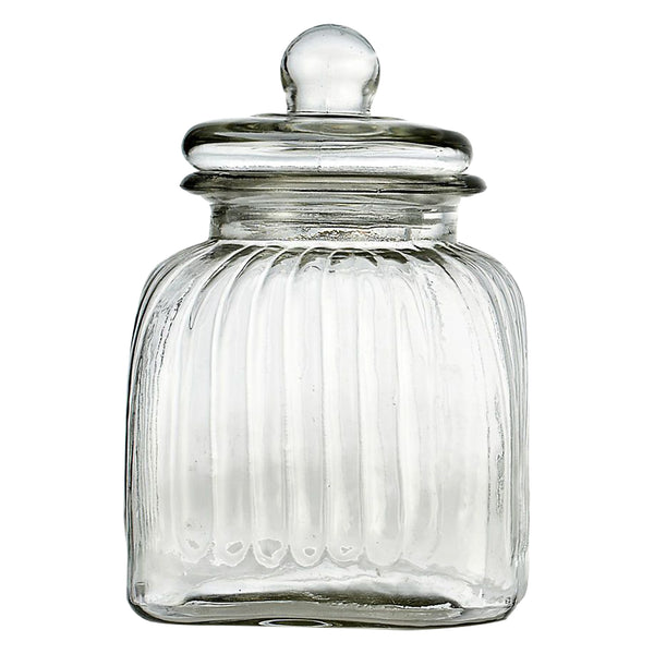 REGENT SQUARE GLASS RIBBED JAR WITH GLASS LID, 2.25LT (210X160X160MM)