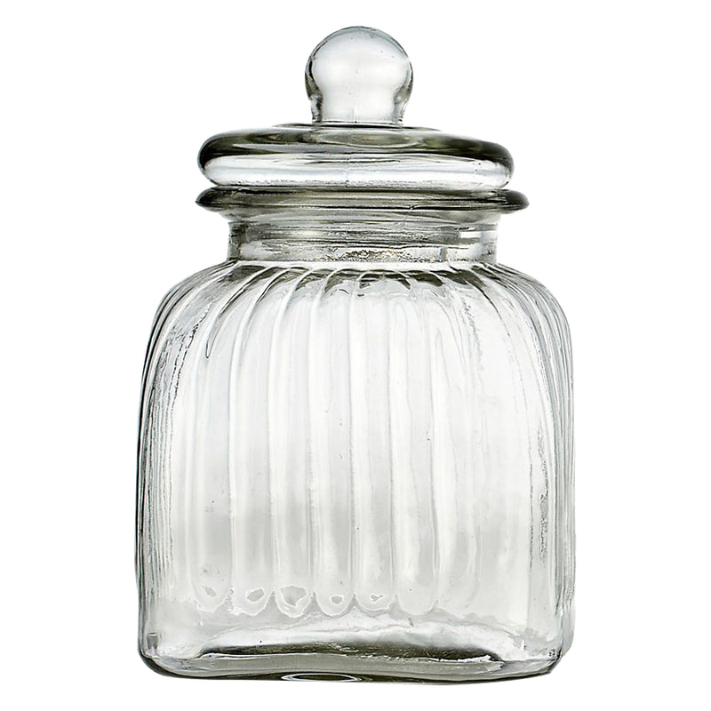 REGENT SQUARE GLASS RIBBED JAR WITH GLASS LID, 2.25LT (210X160X160MM)