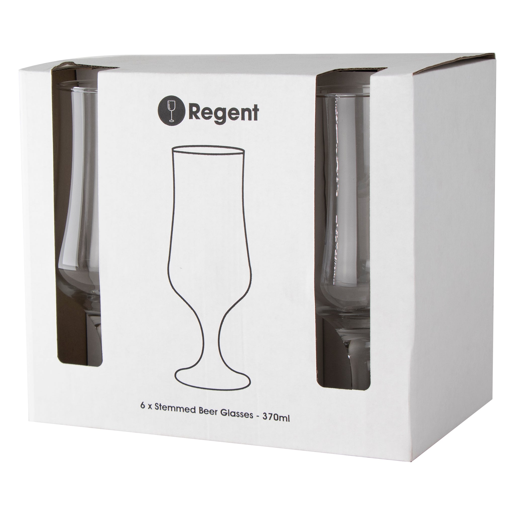 REGENT STEMMED BEER GLASSES 6PK, 370ML