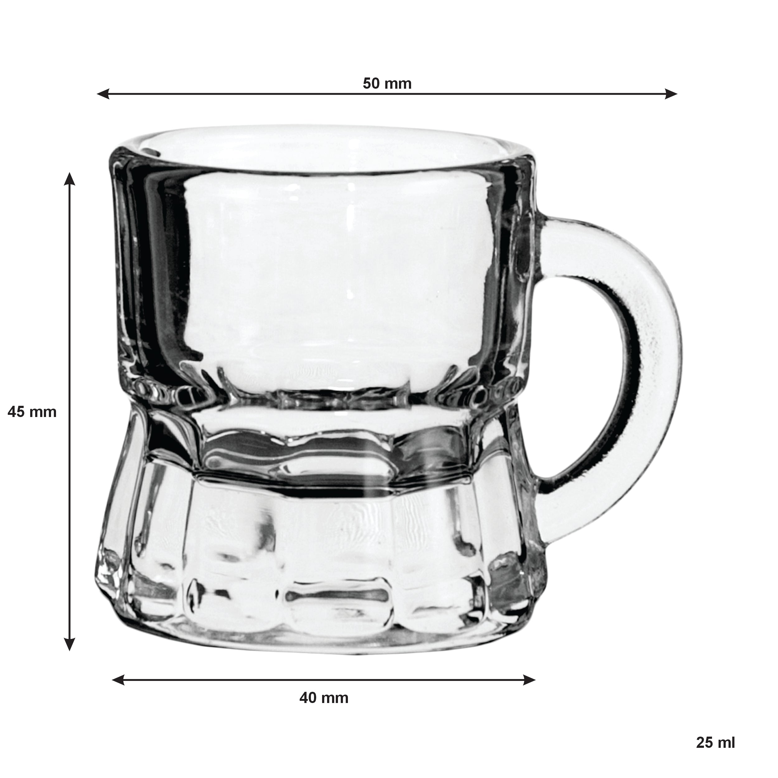 REGENT TOT GLASSES WITH HANDLES 6PK, 25ML