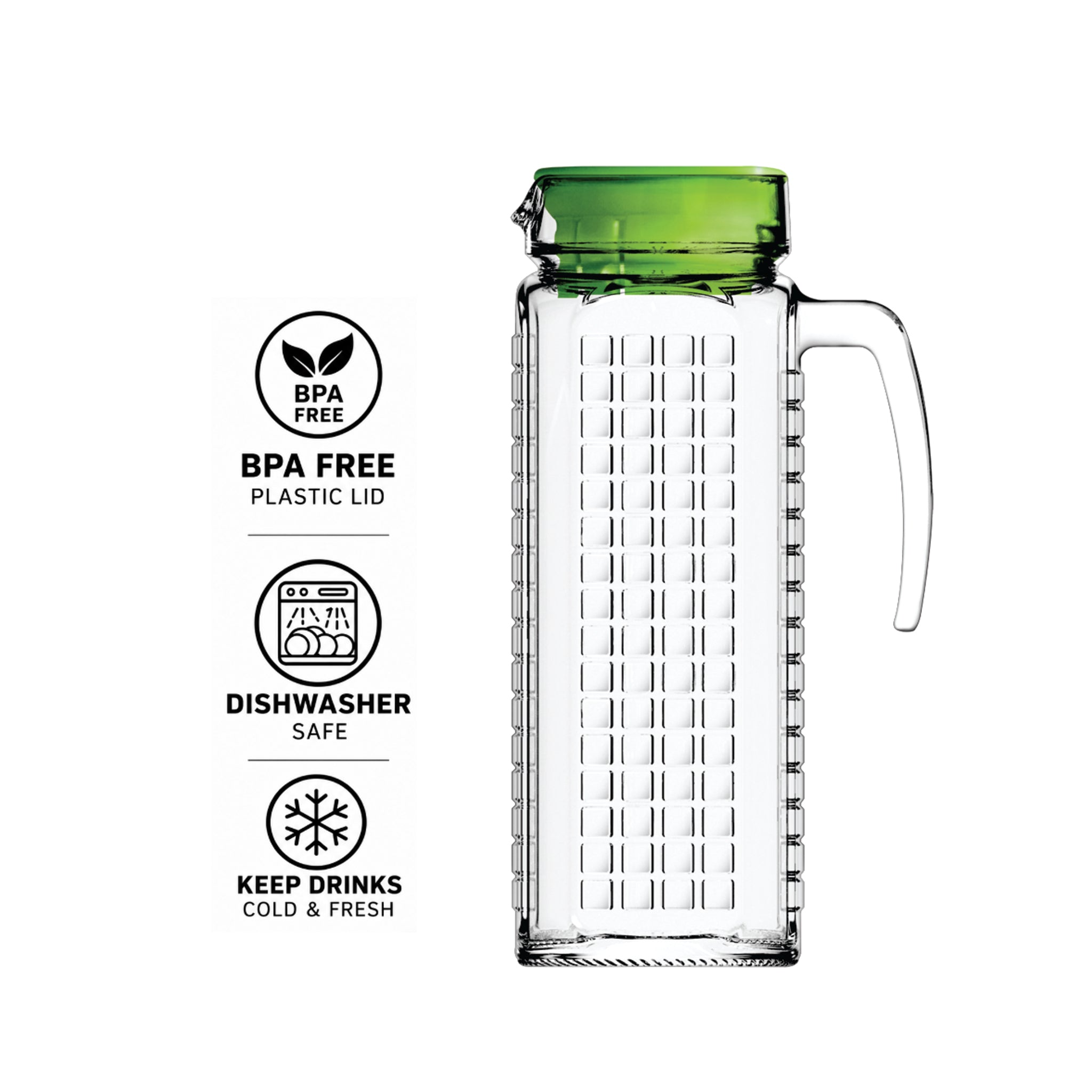 NADIR LADRILHOS PITCHER WITH ASSORTED COLOURED LIDS, 1.2L