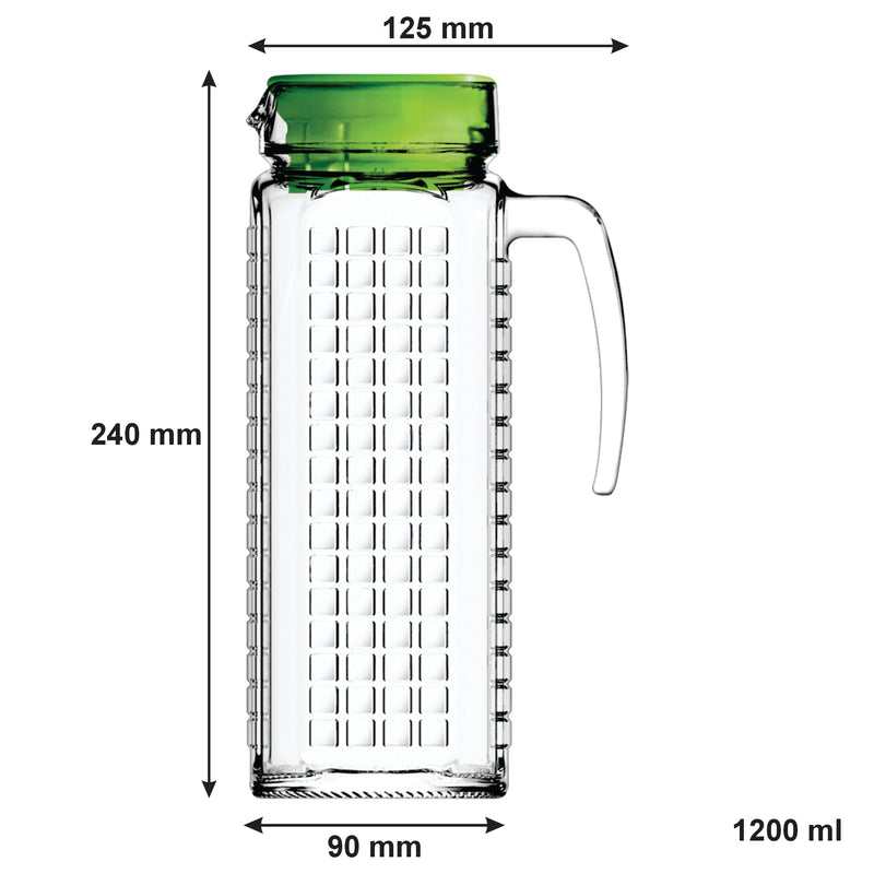 NADIR LADRILHOS PITCHER WITH ASSORTED COLOURED LIDS, (1.2LT)