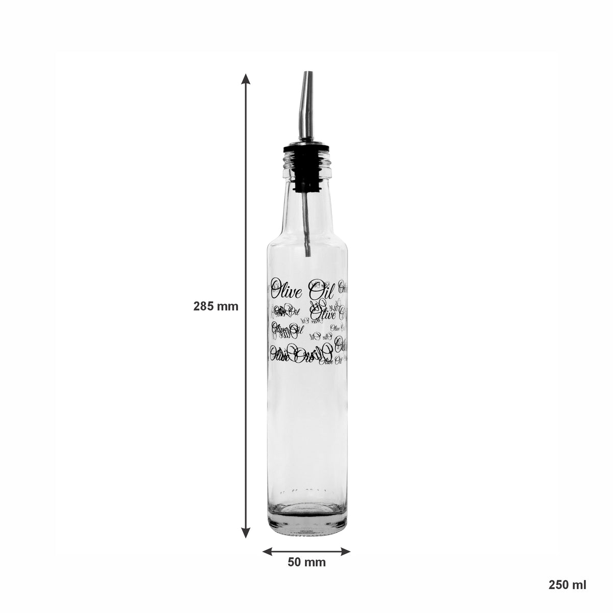 CONSOL ROUND PRINTED OLIVE OIL & VINEGAR BOTTLES WITH POURERS EA, 250ML
