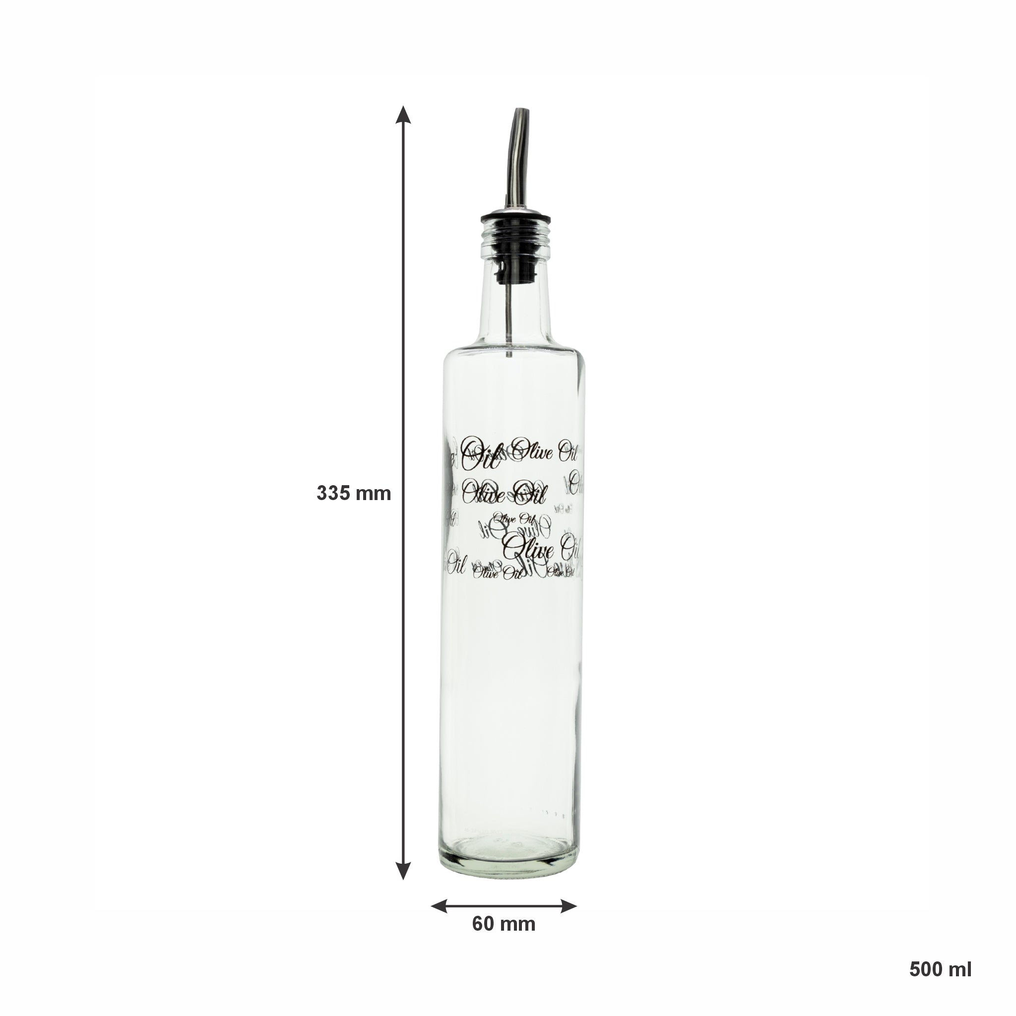 CONSOL ROUND PRINTED OLIVE OIL & VINEGAR BOTTLES WITH POURERS EA, 500ML