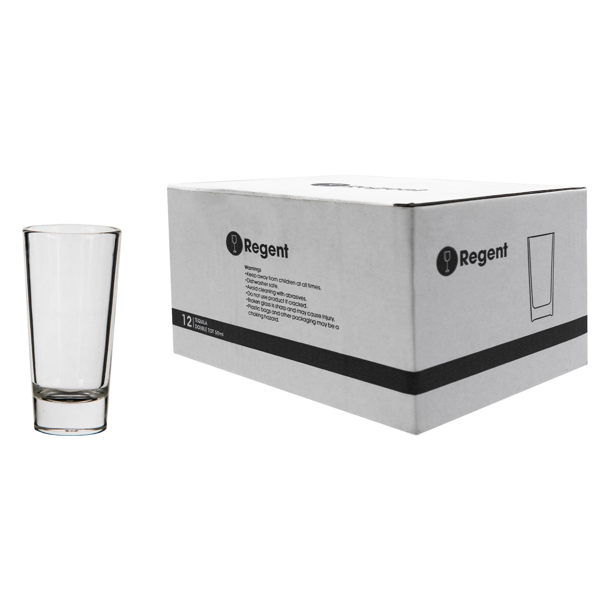 REGENT DOUBLE TEQUILA SHOOTER GLASSES 12PK, 50ML