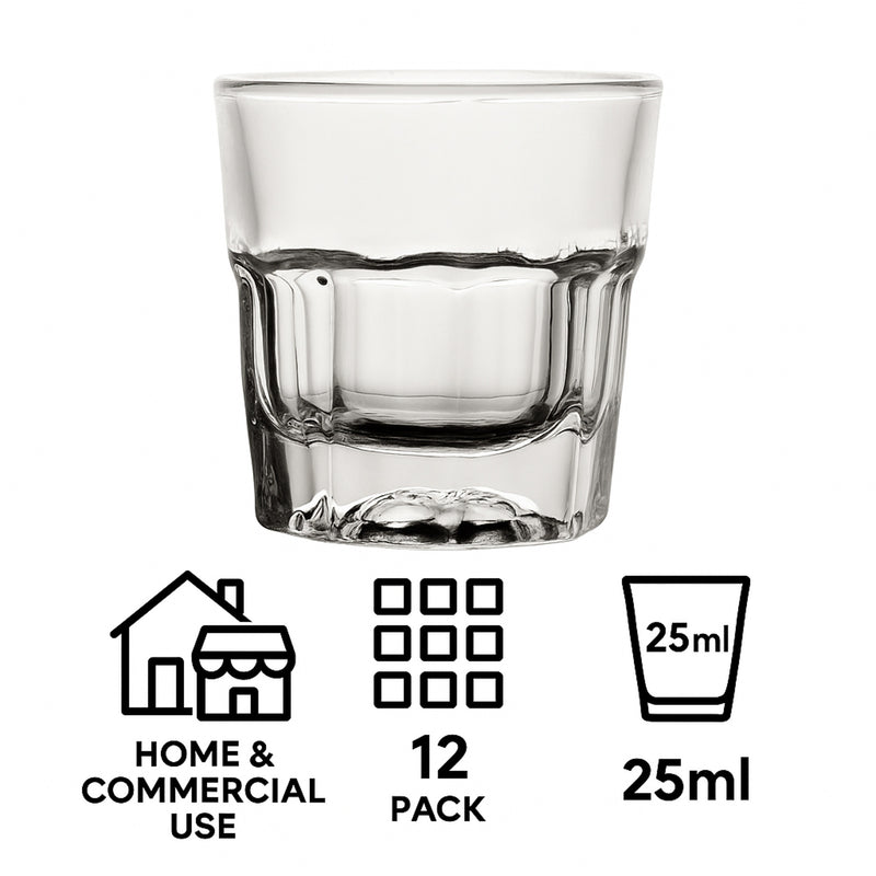 REGENT BOSTON SHOOTER GLASS 12 PACK, (25ML)