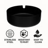 REGENT ASHTRAY ROUND STAINLESS STEEL BLACK FINISH, 100MM DIA