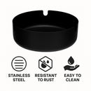 REGENT ASHTRAY ROUND STAINLESS STEEL BLACK FINISH, 100MM DIA