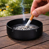 REGENT ASHTRAY ROUND STAINLESS STEEL BLACK FINISH, 100MM DIA