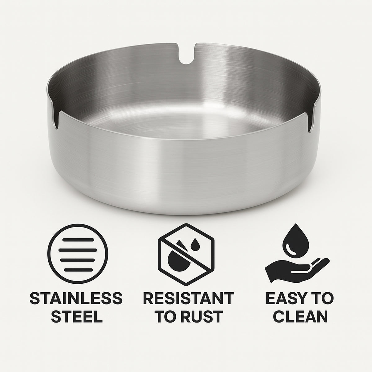 REGENT ASHTRAY ROUND STAINLESS STEEL, 100MM DIA