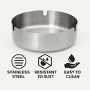 REGENT ASHTRAY ROUND STAINLESS STEEL, 100MM DIA