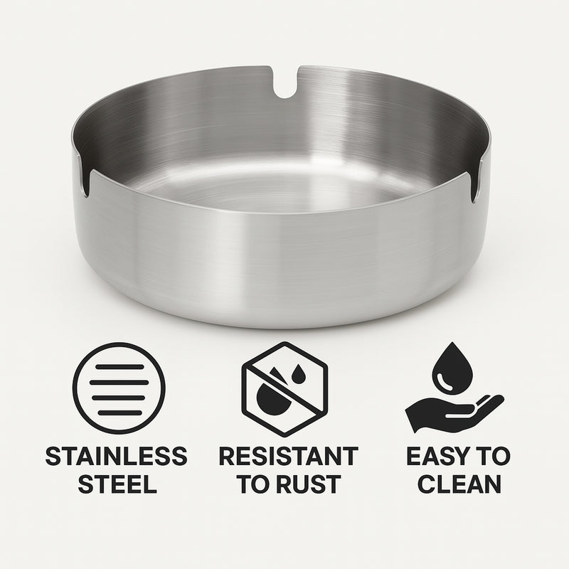 REGENT ASHTRAY ROUND STAINLESS STEEL, 100MM DIA