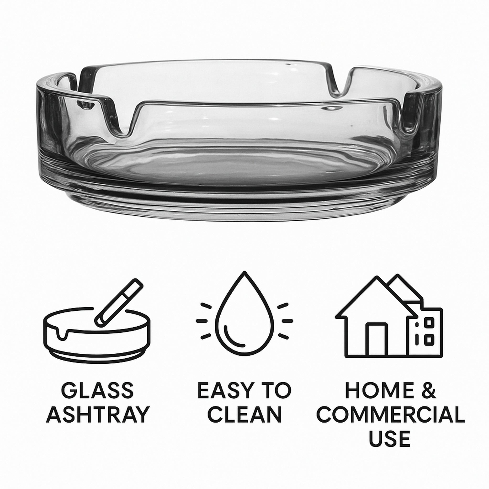 REGENT ASHTRAY CLUB ROUND GLASS STACKABLE - CATERING, 100MM DIA