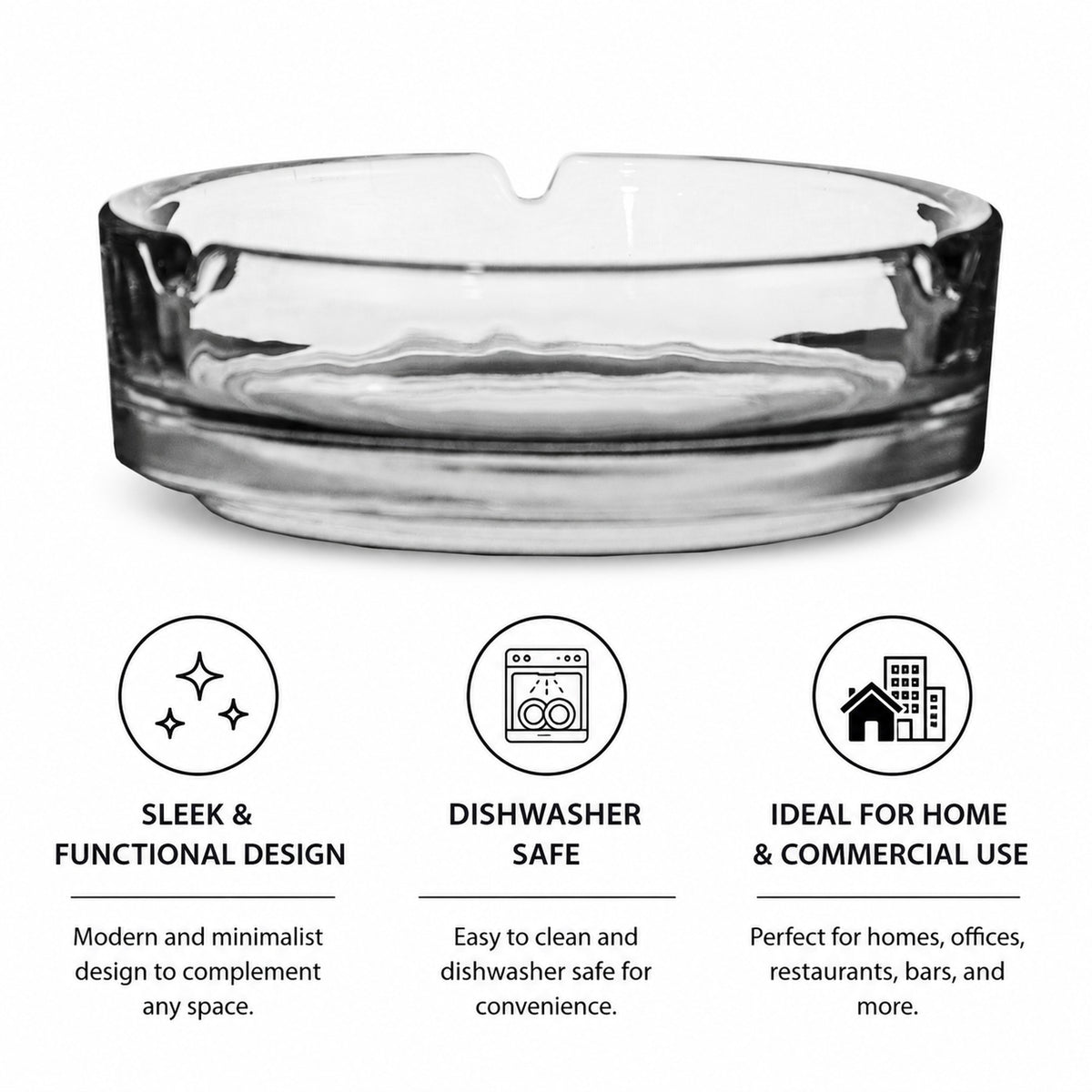 REGENT ASHTRAY CLUB ROUND GLASS STACKABLE 4PK, 100MM DIA