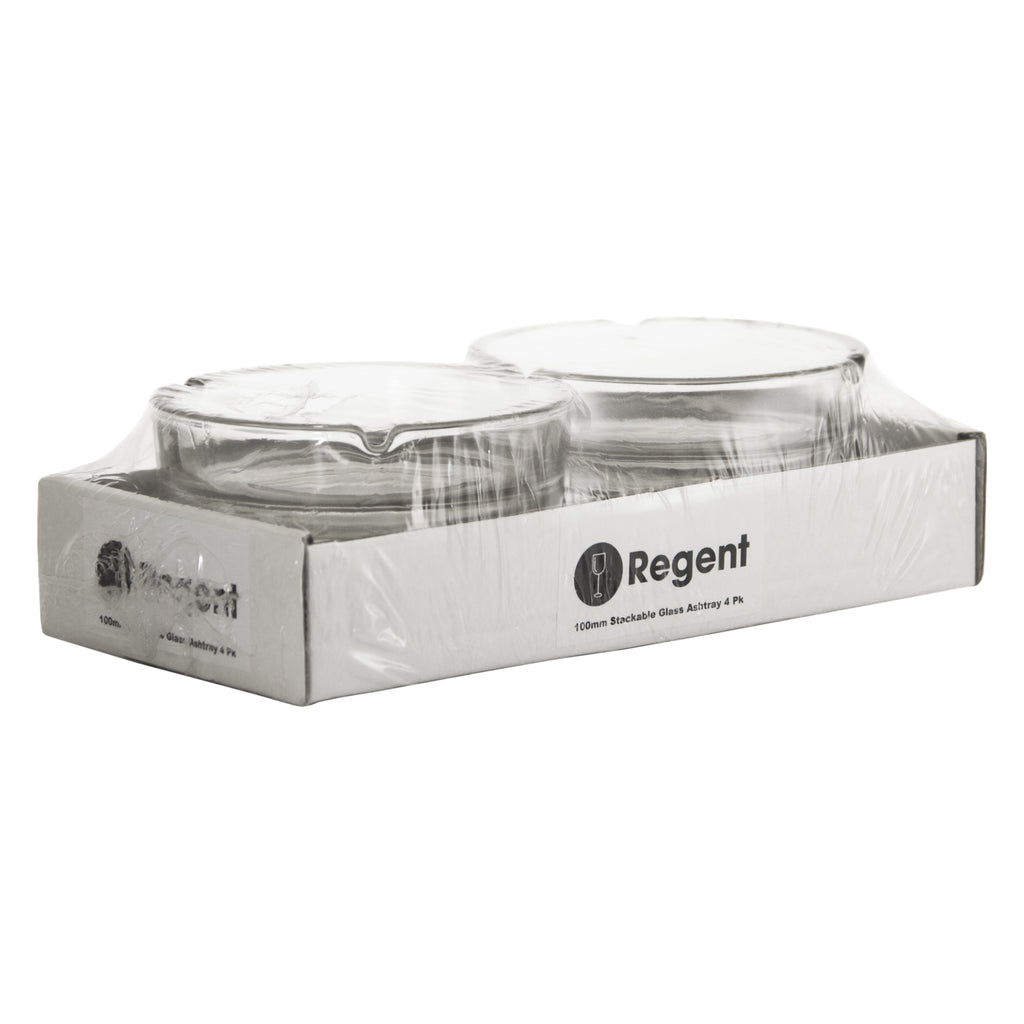 REGENT ASHTRAY CLUB ROUND GLASS STACKABLE 4PK, 100MM DIA