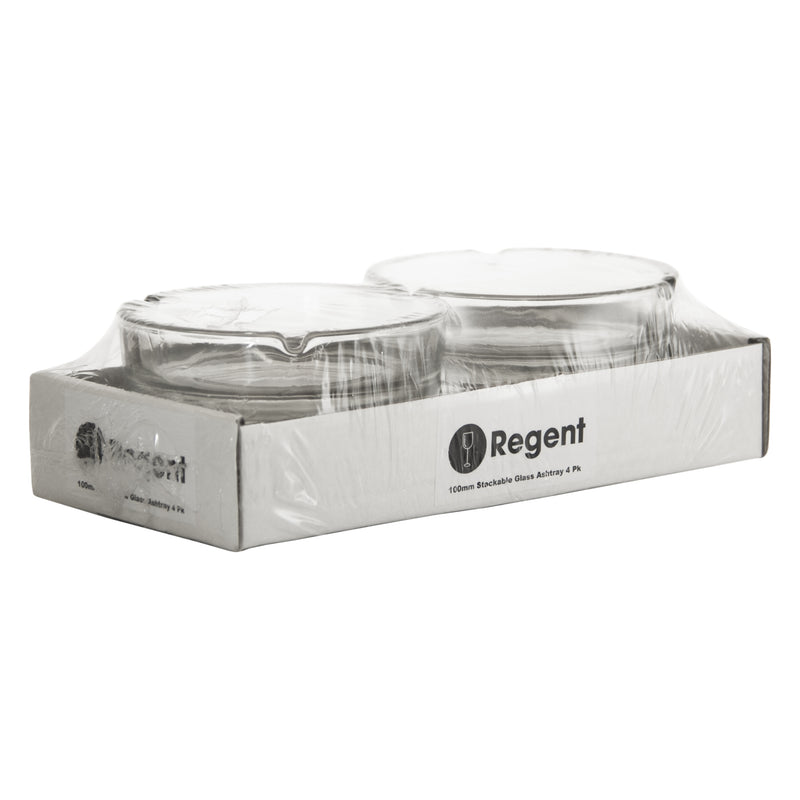 REGENT ASHTRAY CLUB ROUND GLASS STACKABLE 4 PACK, (100MM DIAX35MM)