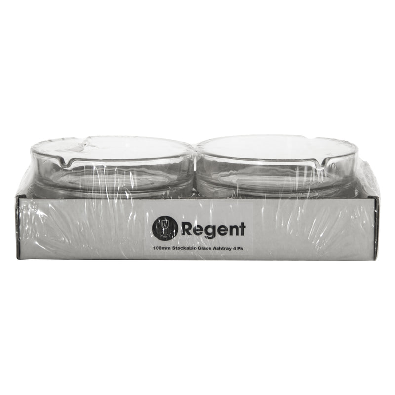 REGENT ASHTRAY CLUB ROUND GLASS STACKABLE 4 PACK, (100MM DIAX35MM)