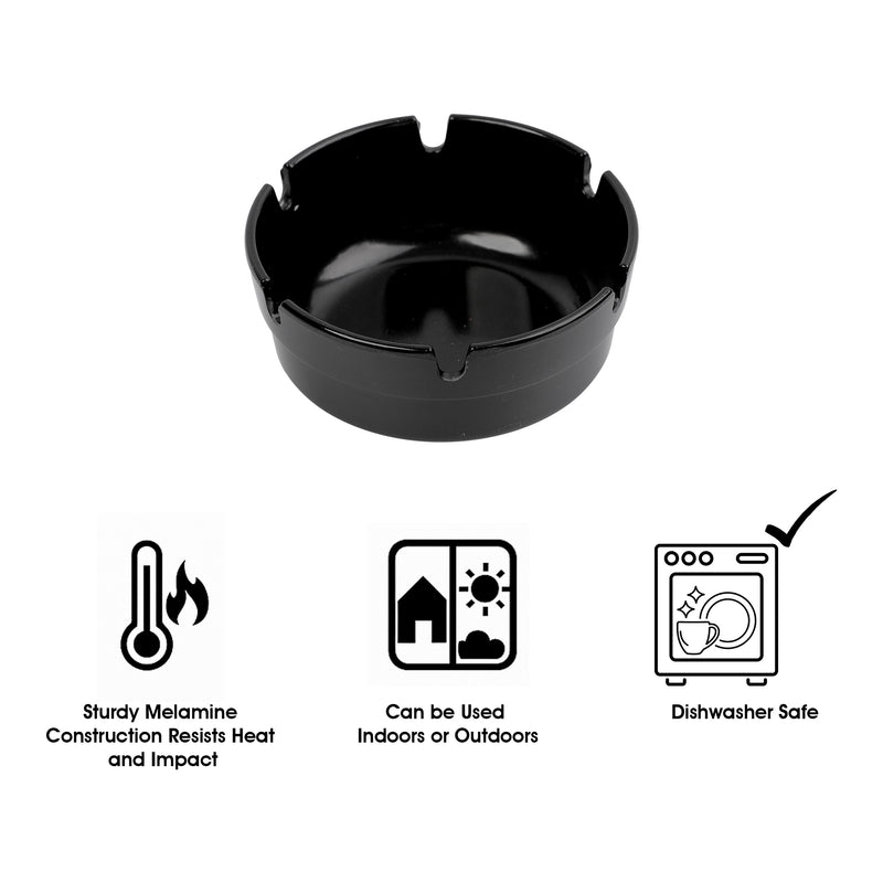 REGENT ASHTRAYS BLACK MELAMINE 4PK, 100MM DIA