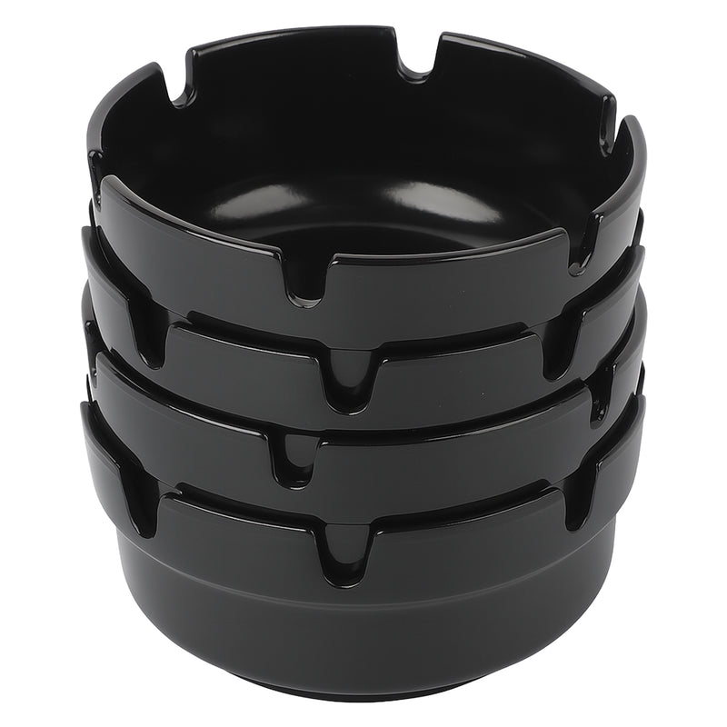 REGENT ASHTRAYS BLACK MELAMINE 4PK, 100MM DIA