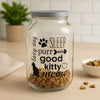 REGENT GLASS JAR WITH CAT PRINT AND WHITE LID, 3L