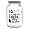 REGENT GLASS JAR WITH CAT PRINT AND WHITE LID, 3L