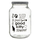 REGENT GLASS JAR WITH CAT PRINT AND WHITE LID, 3LT
