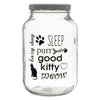 REGENT GLASS JAR WITH CAT PRINT AND WHITE LID, 3LT