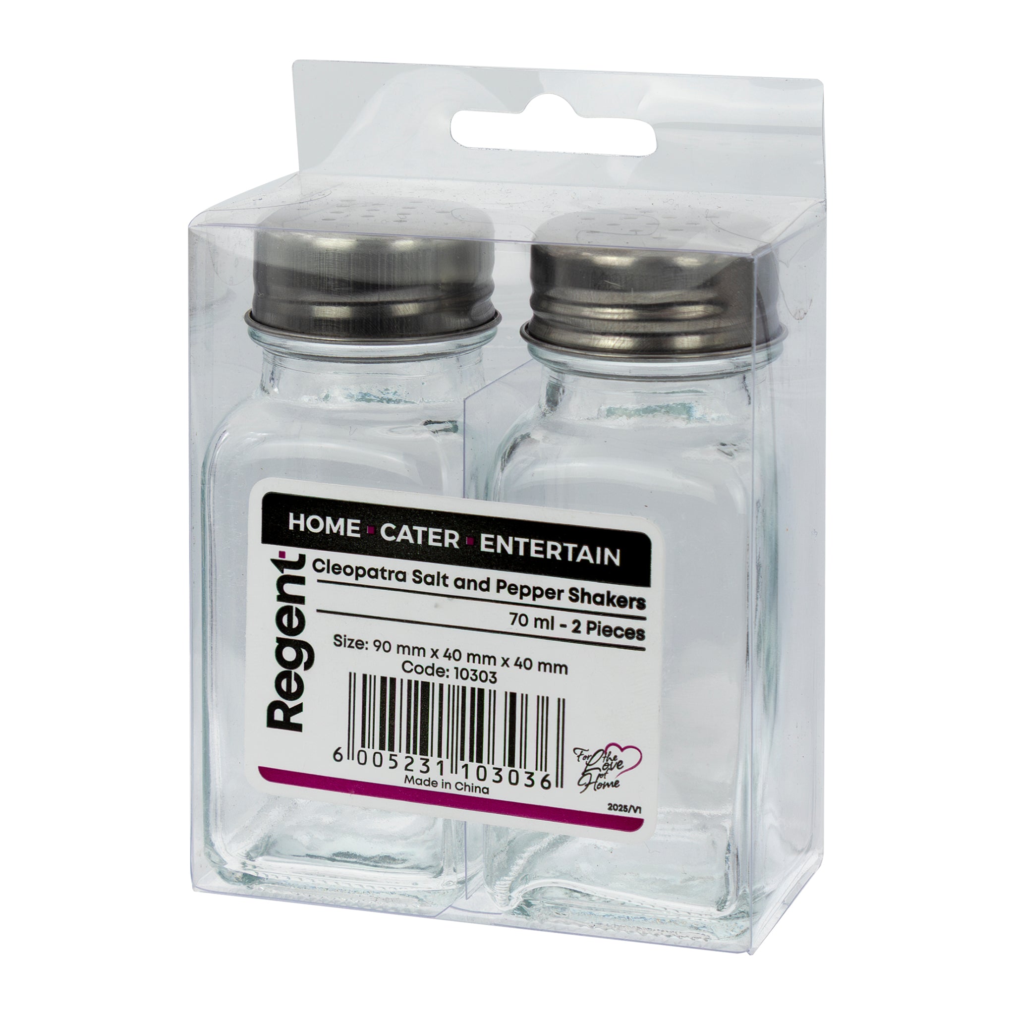 REGENT CLEOPATRA SALT & PEPPER GLASS SHAKERS 85ML, 2PK