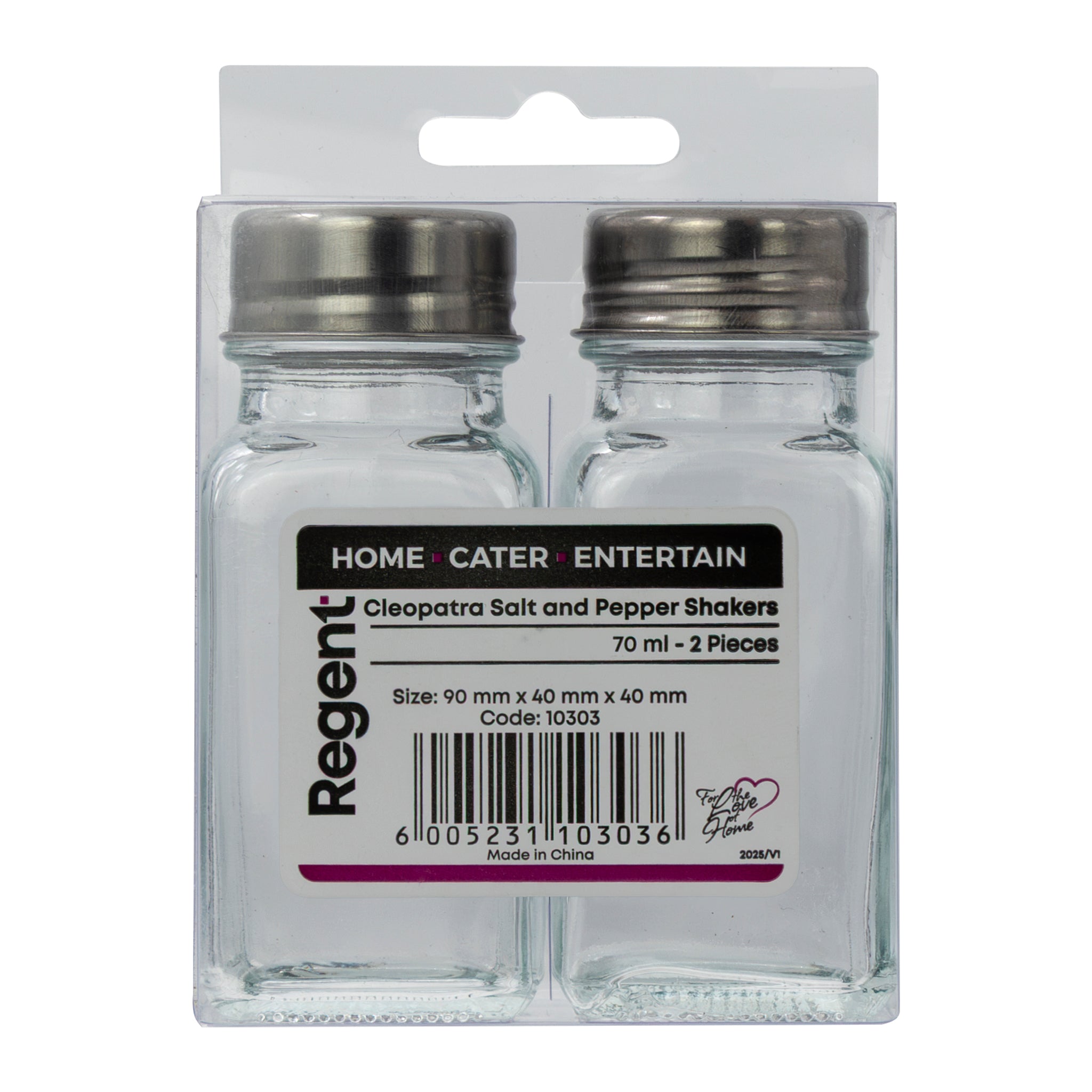 REGENT CLEOPATRA SALT & PEPPER GLASS SHAKERS 85ML, 2PK